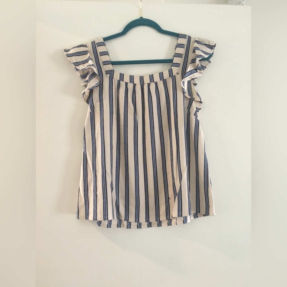 Anthropologie stripe tank Blue white S